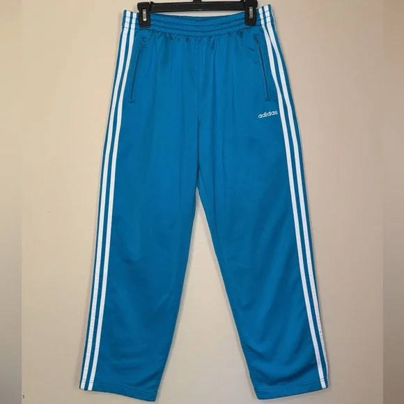 Adidas track pants vintage breakaway pants blue striped buttons snaps medium - Picture 1 of 6